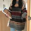 Vintage Sweaters Women Pullover Winter Striped Jumpers Korean Style Oversized Sweater Knitwear Casual Loose Pullover Pull Femme