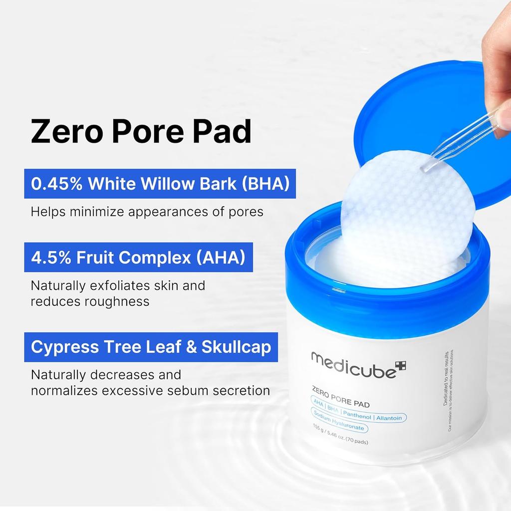 Medicube Zero Pore Pads 2.0, двухтекстурные тонизирующие подушечки для лица для отшелушивания и ухода за порами (3 варианта)