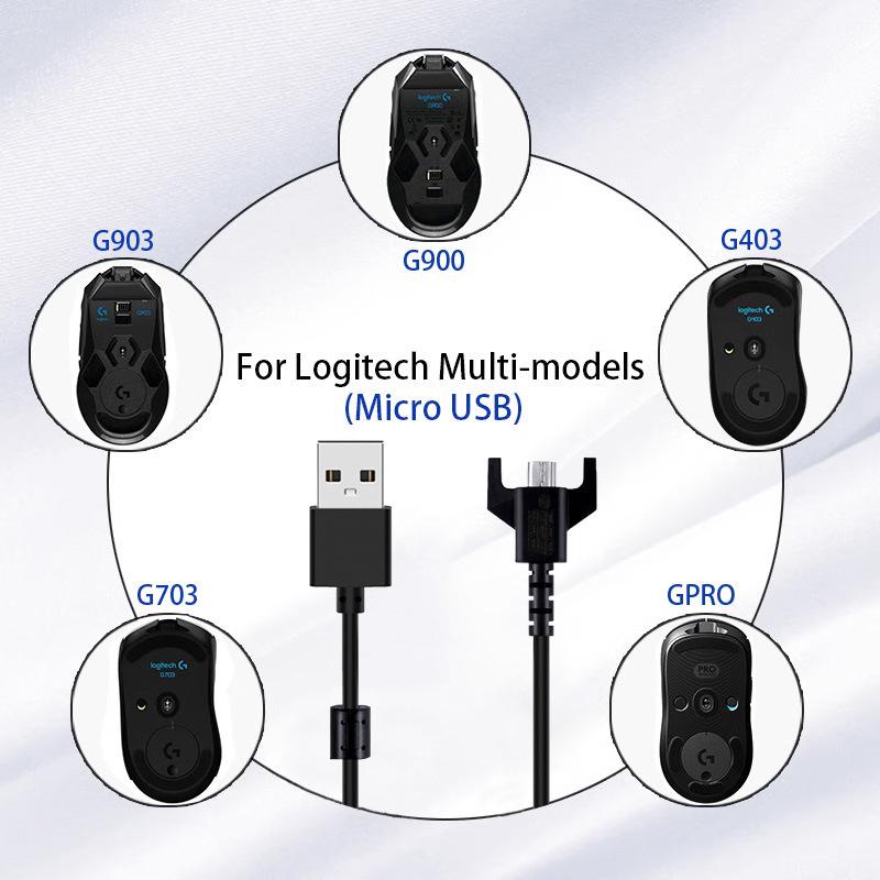 Прочный USB-кабель для зарядки мыши, плетеный провод для беспроводной игровой мыши Logitech Gpx G900 G903 G403 Gpro 180 см