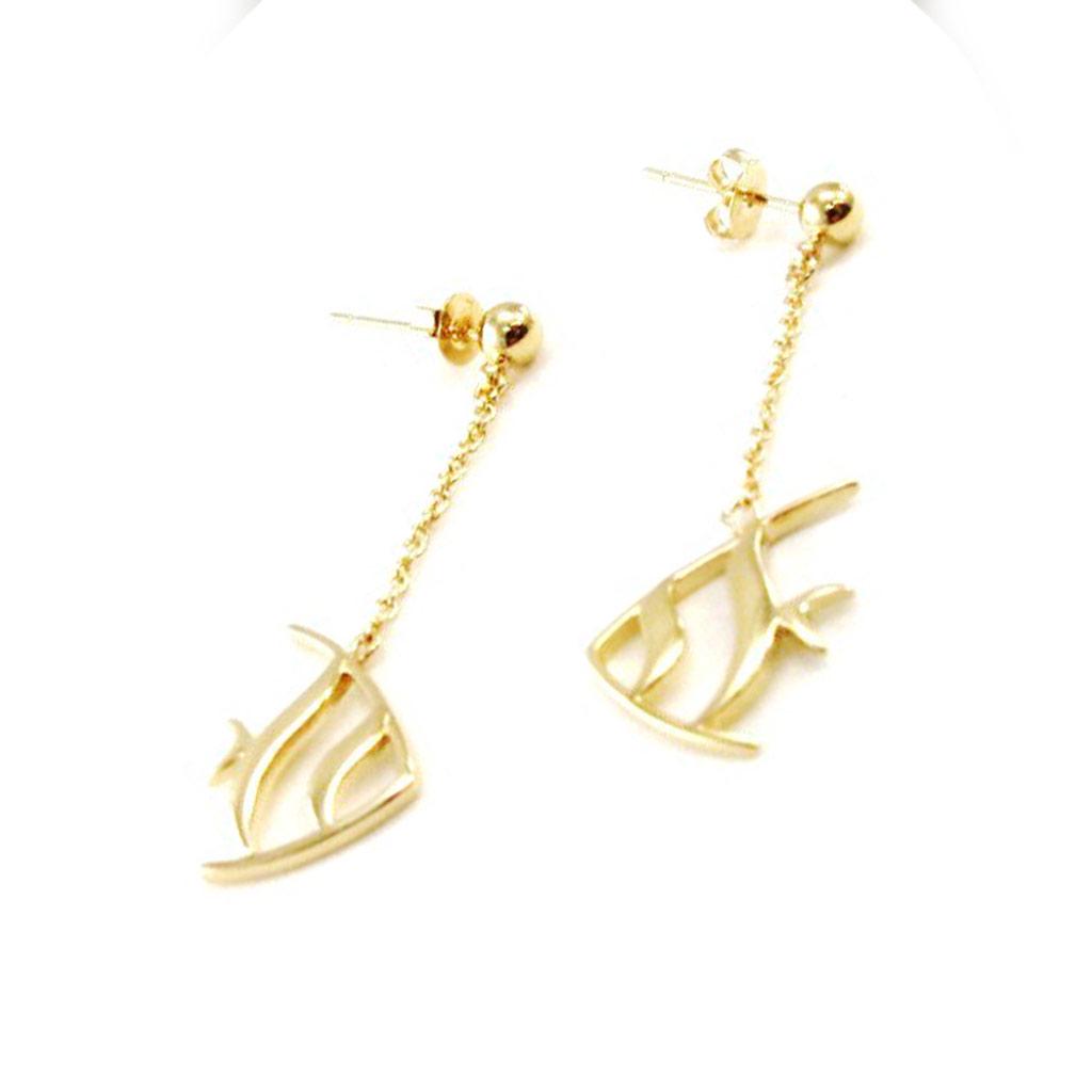 Les Trésors De Lily [I9845] - Позолоченные серьги «Рыба» - 40x15 мм