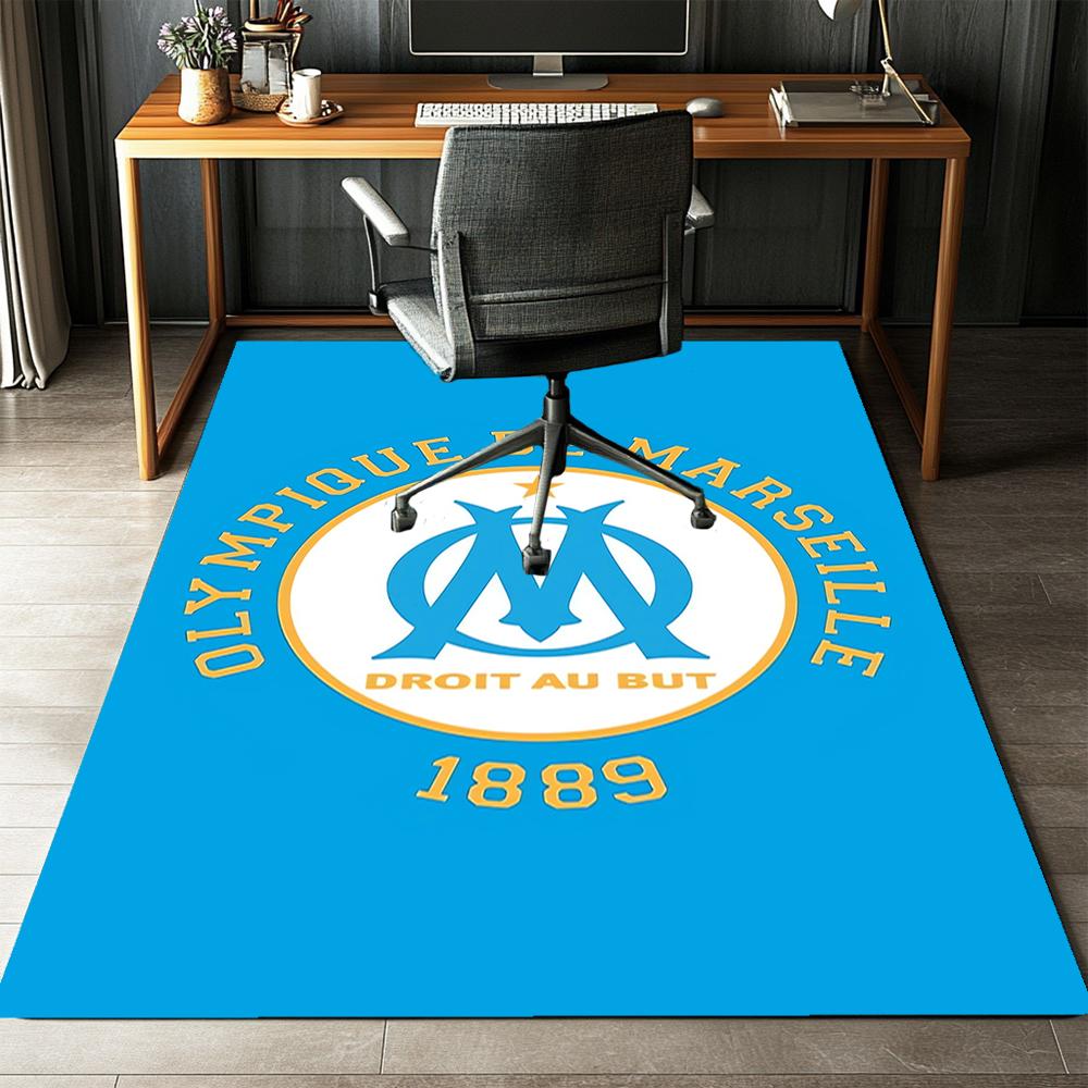 Olympique de Marseille Printed Carpet,Rug,for Office Chair Living Room Bedroom Kitchen Room Decor Gifts.