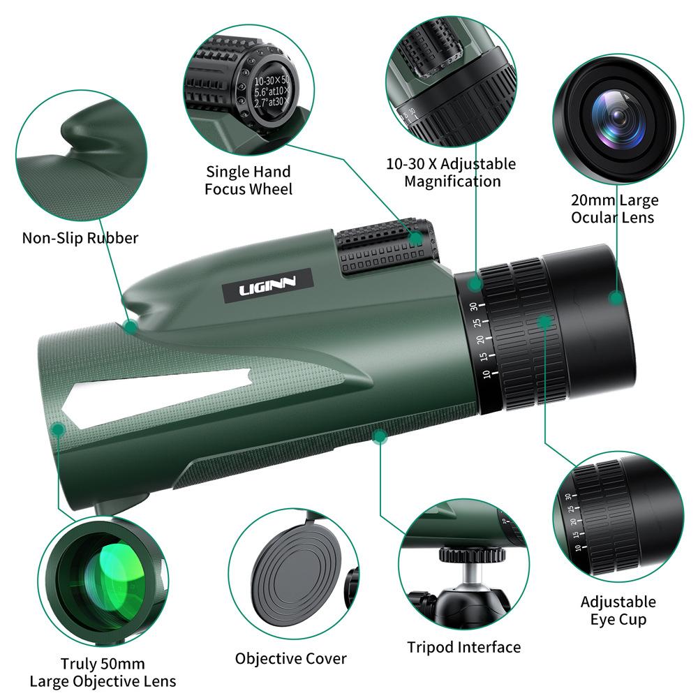 Factory Direct Supply Monocular Telescope 10-30X50 Continuous Zoom HD Outdoor Mobile Phone Camera Telescope