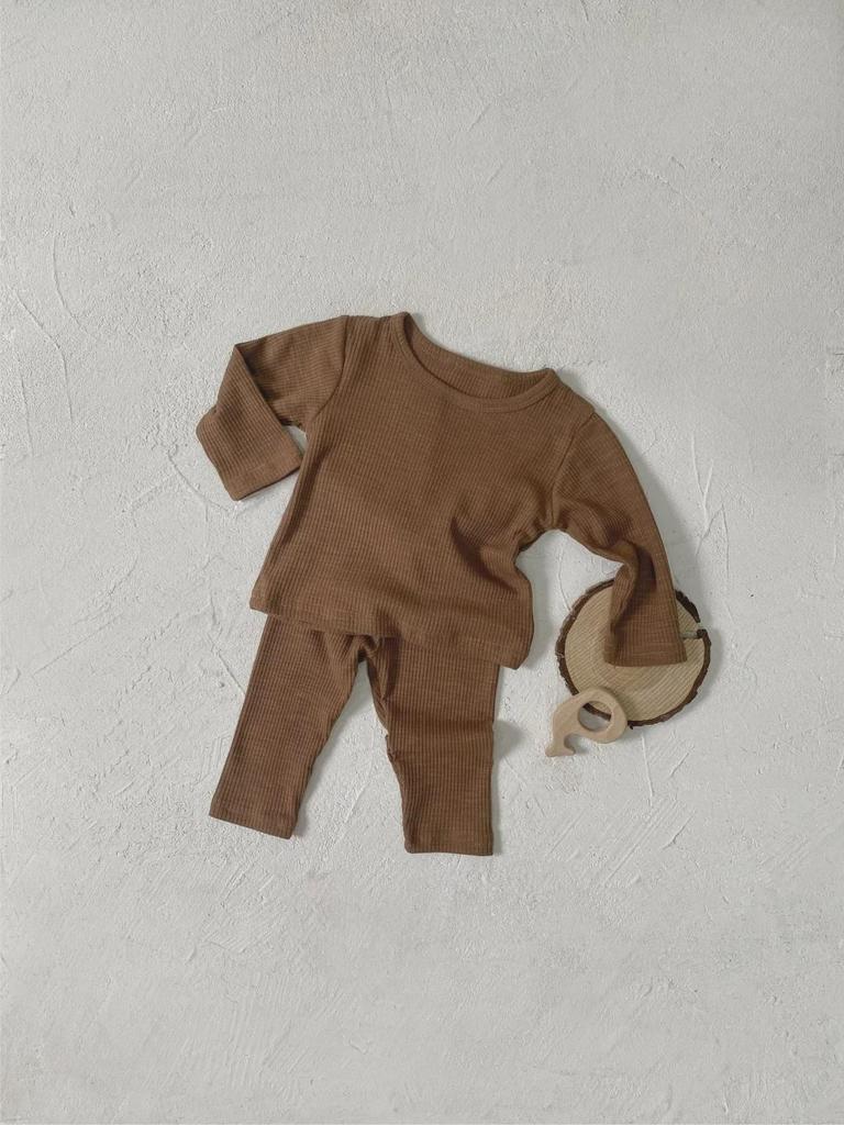 Осенний детский пижамный комплект: Эластичный, удобный, грубый пит-стиль для мальчиков и девочек