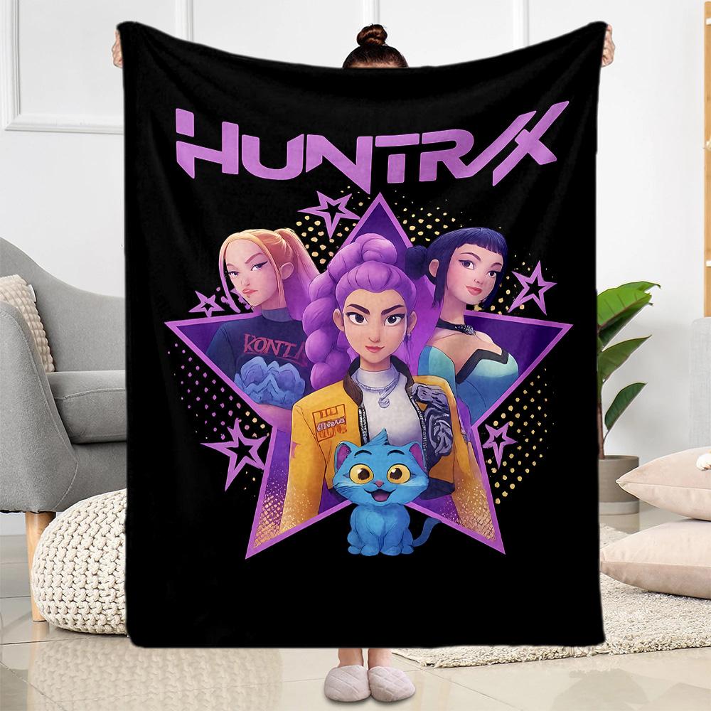 1pc Demon Hunter Girls: Future Fusion blanket Soft and Warm for Sofa Office Camping Travel Livingroom Great Gift for Friends and Family Comfortable