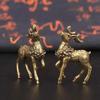 2PCS Vintage Pure Copper Deer Ornaments A Pair of Solid Brass Sika Deer Elk Home Decoration Living Room Ornaments