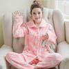Winter Pajamas Coral Velvet Thickened Small Plus Velvet Warm Coral Long-sleeved Suit Two-piece Pajamas Women Autumn and Winter
