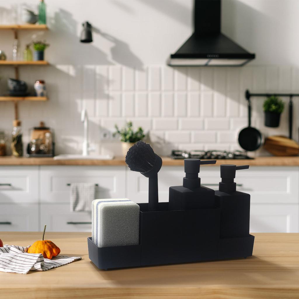 Набор дозаторов мыла с щеткой и запасным насосом для очистки столешницы на кухне, органайзер для инструментов, аксессуары для хранения в ванной