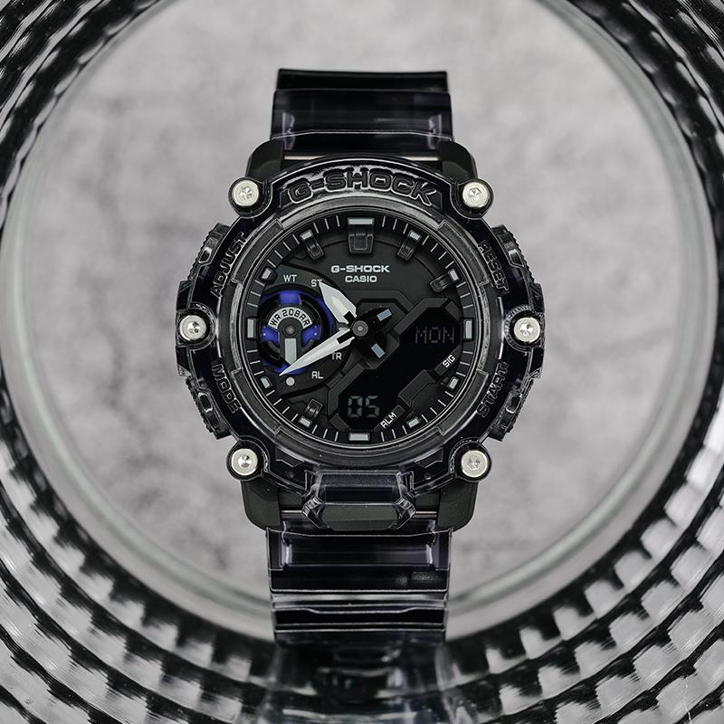 Casio SOUND WAVE series translucent waterproof quartz movement resin strap Japanese and Korean watch men's watch black dial GA-2200SKL-8APR