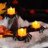 12pcs Halloween Spider LED Electronic Candle Light Black Decoration Lamp Holiday Home Party for Yard Haunted House Decor