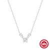 Simple S925 Sterling Silver Cluster Triple Diamond Hipster Women'S Necklace Daily Commuter