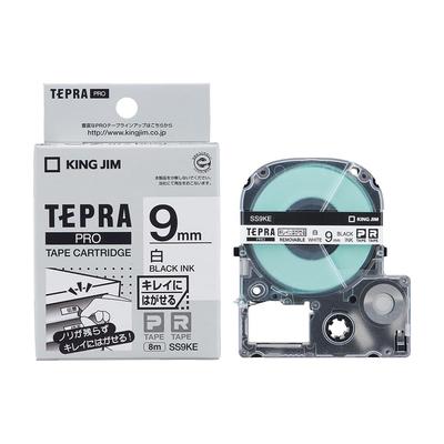 Картридж с клейкой лентой King Jim Tepra PRO, легко снимаемая этикетка 9 мм, белые буквы, длина 8 м, SS9KE [подлинная] Этикетка/черная