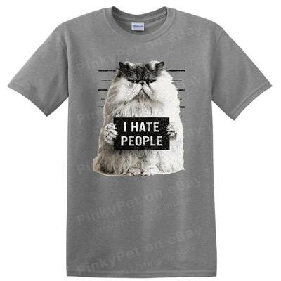 Antisocial Cat I Hate People T Shirt Funny Grumpy Introvert Meme Kitty Tee Gift