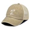 Summer Coconut Tree Breathable Mesh Cap Snapback Trucker Hat Gorra Hombre Retro Washed Cotton Adjustable Baseball Hat