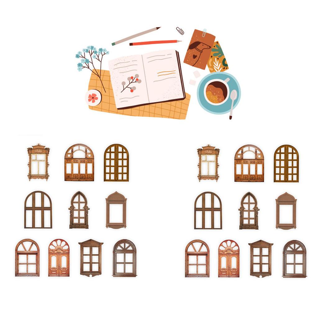 20 листов винтажного полого окна, дверного материала, бумаги, декоративного полого окна и двери, коллажа, автомобиля