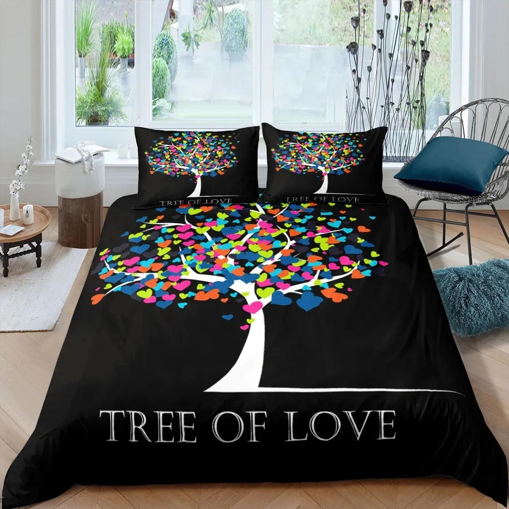 Nature Duvet Cover Psychedelic Tree of Life Gothic Background King Polyester Bedding Set Digital Print