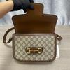 [Pre-Owned] Horsebit 1955 Logo Canvas And Leather Saddle Bag - Excellent #L3OBI3