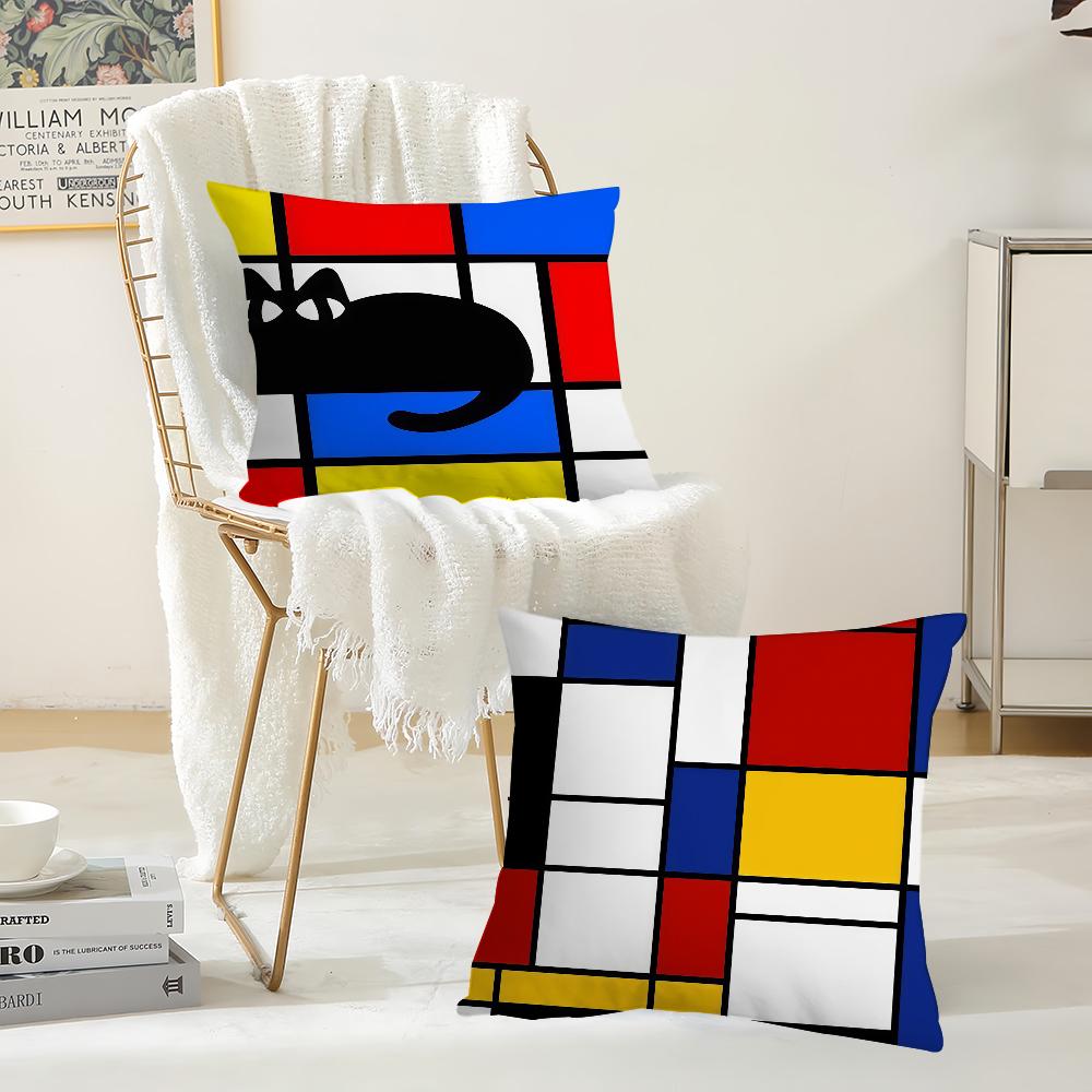 Fashion Print Piet Mondrian Pillow Case Office Cushions Suitable For Sofa Car Bedroom Decorative Cushion Cover