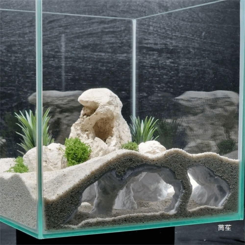 Забавный 3D-печать Гравийный Тоннель Пещера Отдых Безопасный Кормление Размножение Дом Рыбье Гнездо Пещера для Отдыха Декор для Аквариума