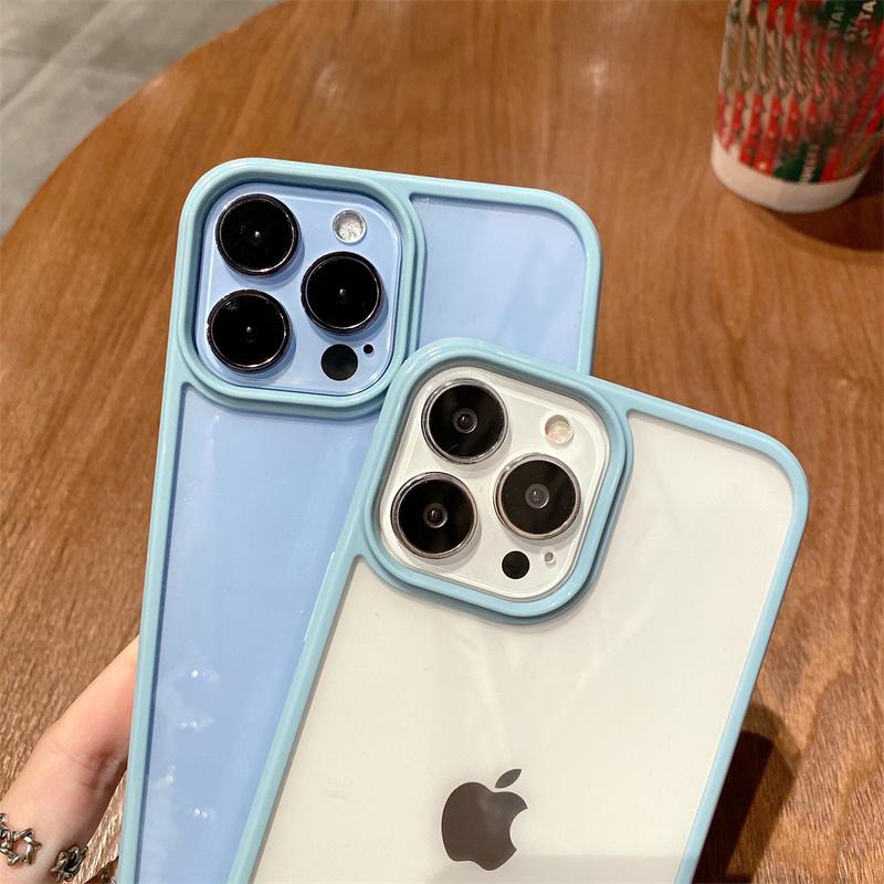 Для чехлов для iPhone акриловый прозрачный чехол для телефона для Iphone 13 12 11 Pro Xr X Xs Max 7 8 Plus светло-голубой силиконовый чехол