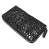 EVERSOUL Crocodile Leather Long Wallet with Round Zipper, Unisex, Gift