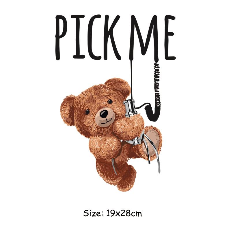 Cool Bears Patch For Clothes Animal Pirnt Clothes Stickers Diy Parches Ropa T-Shirt Hoodies Heat Press Appliqued Iron On Patches