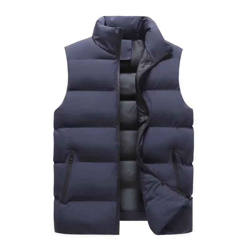 2024 Mens Vest Jacket Warm Sleeveless Jackets Winter Waterproof Zipper Coat Autumn Stand-up Collar Casual Waistcoat