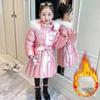 Autumn Winter Jacket Girls Waterproof Hooded Shiny Thick Girls Outerwear Coat Kids Girl Parka