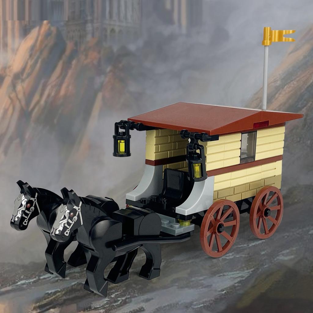 Конструкторский комплект для конной кареты, королевская карета среднего возраста, грузовик, автомобиль, королевство, тюремная карета, спасательная стабильная карета для животных, игрушки для мальчиков