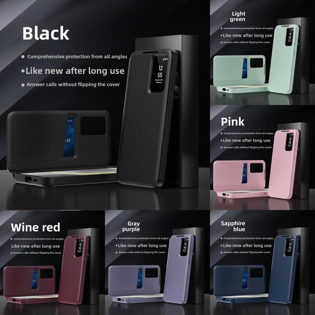 For A56 Galaxy Phone Case With Card Clip And Intelligent Window Design