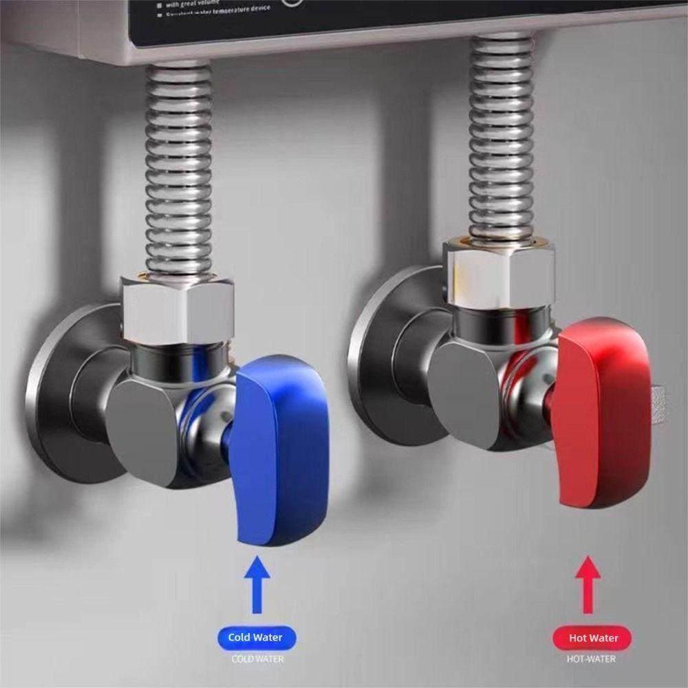 High Quality Red Blue Water Control Valve Brass Thicken Ball Valve Cold and Hot Distinction Fully Open Corner Valve Kitchen