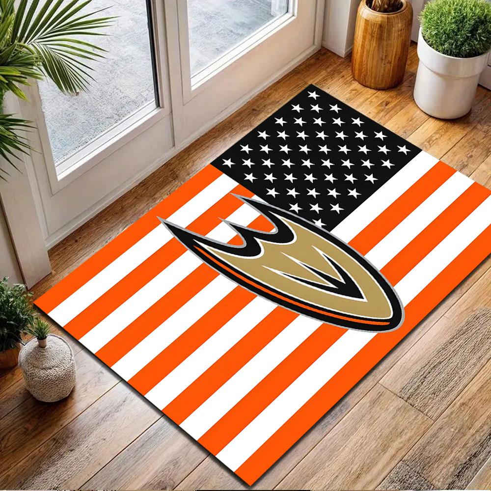 American Flag with Sports Team Logo Design Patterned carpet, non slip mat suitable for living room and bedroom sofas