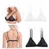 Women Sexy Lingerie See Through Bras Tops O-ring Sheer Mesh Triangle Bralette Wirefree Unlined Bra Female Underwear Nightwear