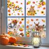 Thanksgiving Window Stickers Autumn Leaves Pumpkin Deer Puppy Rabbit Cartoon Window Door Stickers Decoration Static Electricity