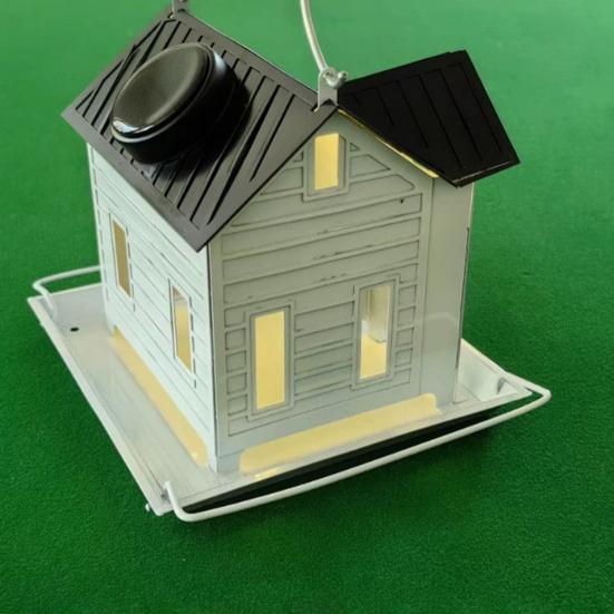 Bird Feeder Hanging Metal Bird House Feeder with Solar Lights Outdoor Lantern