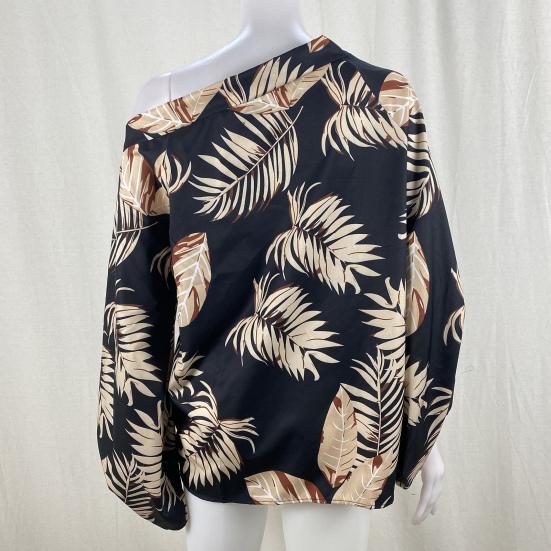 Женский топ свободного кроя с длинным рукавом на одно плечо и вырезом-фонариком