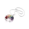 Collier - Arbre de vie - 7 Chakras - Métal hypoallergénique - Longueur 42cm - Pendentif 60x50mm