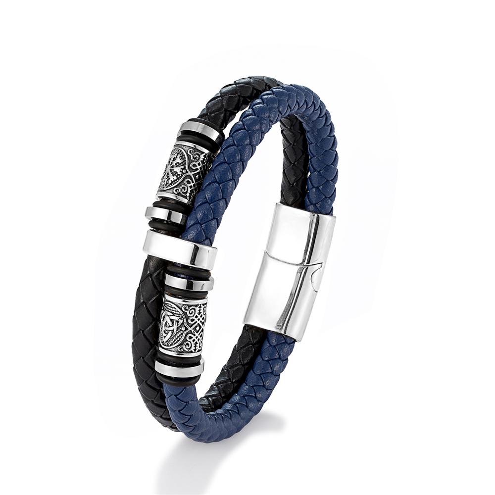 Браслет с рунами викингов из нержавеющей стали и натуральной кожи, регулируемый браслет-бангл, мужской, женский, панк-украшение, скандинавские подарки для пар