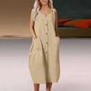 Summer Women's Solid Color Loose Comfortable Casual Cardigan with Shoulder Strap Dress