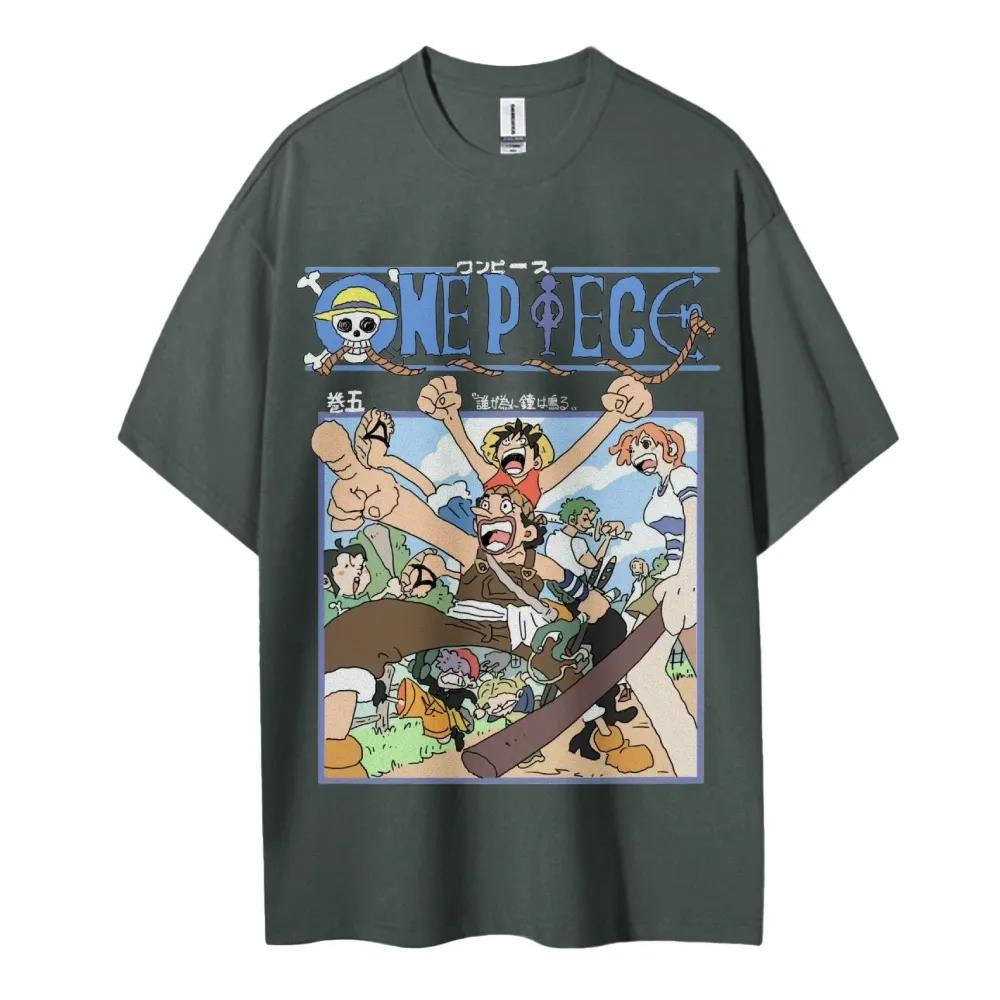 Аниме One Piece Производные Луффи Усопп Печать Мужская и Женская Летняя Мода Дышащая Уличная Футболка с Коротким Рукавом