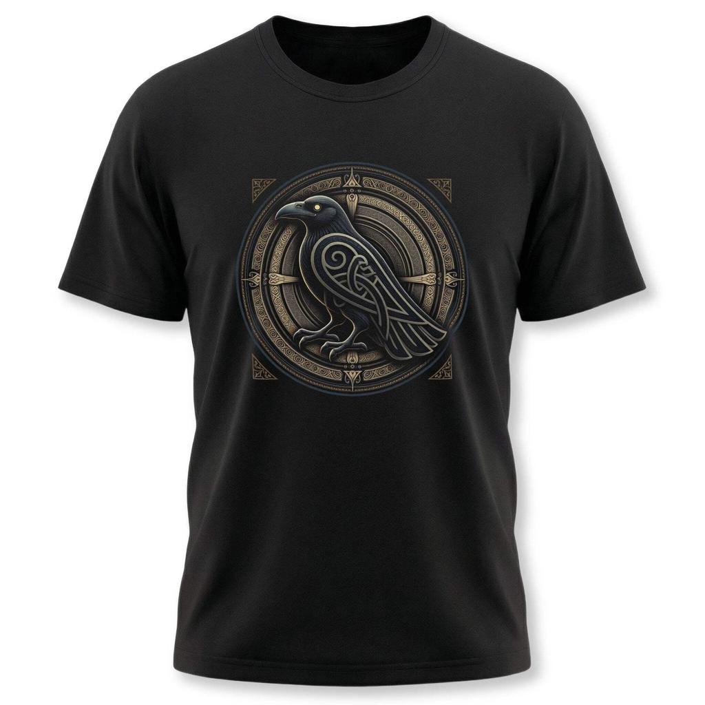 Norse Raven T-Shirt | Viking Knotwork Graphic Print Unisex Tee Shirt Design
