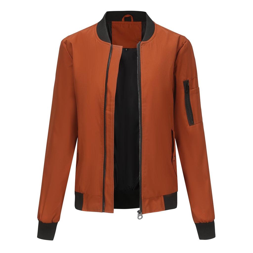 Женская куртка-бомбер с длинными рукавами, бейсбольный воротник, тонкая свободная верхняя одежда, летные куртки на молнии, весенне-осеннее пальто