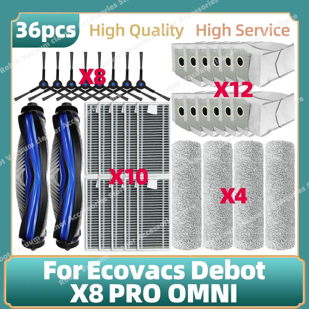 Compatible For Ecovacs Debot X8 PRO OMNI / DEX56 Accessories Main Side Brush Mop Cloth Dust Bag Replacement Parts