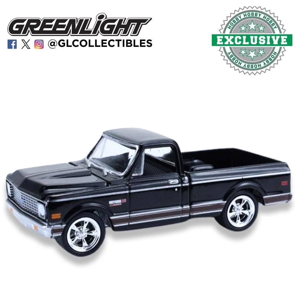 Greenlight МАСШТАБ Эксклюзив для хобби 1972 CHEVROLET CHEYENNE C10 С КОРОТКОЙ БАЗОЙ 30546 164 (ЧЕРНЫЙ) [Элемент]