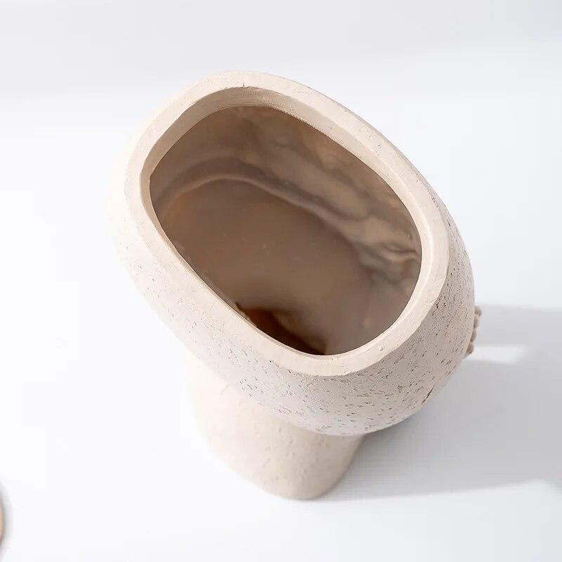 Цветочный горшок для лица, голова, цветочный горшок, контейнер из смолы со сливными отверстиями, цветочный горшок, фигурка, садовый декор, настольный орнамент