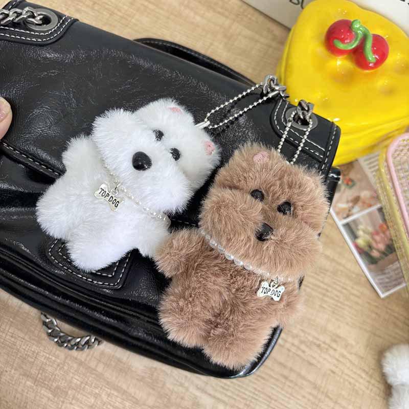 Kawaii West Highland Plush Keychain Cartoon Puppy Stuffed Doll Keychain Couple Keyring Lovely Bag Pendant Gifts