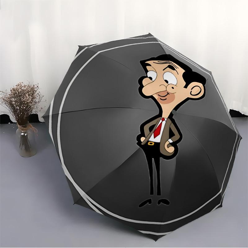 1pc Mr. Bean, Cartoon Automatic Open/Close Umbrella Folding Umbrella, Portable Compact Travel Umbrella, Birthday/Christmas Gift for Men & Women