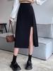 High Waist Slim A-Line Slit Skirt for Women - Stylish Korean Medium Length