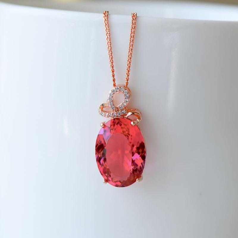 POMOiii Новый темпераментный красный турмалин, цветной кулон с сокровищами, розовое золото, модное ожерелье с ключицей, головной убор, изящные ювелирные изделия, новые модные