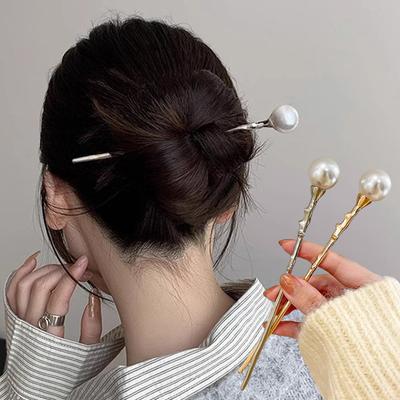 Новые Жемчужные Палочки для Волос Корейские Женские Элегантные Модные Металлические Заколки Вилки для Волос Головные Уборы для Пучка Аксессуары для Укладки Хвоста
