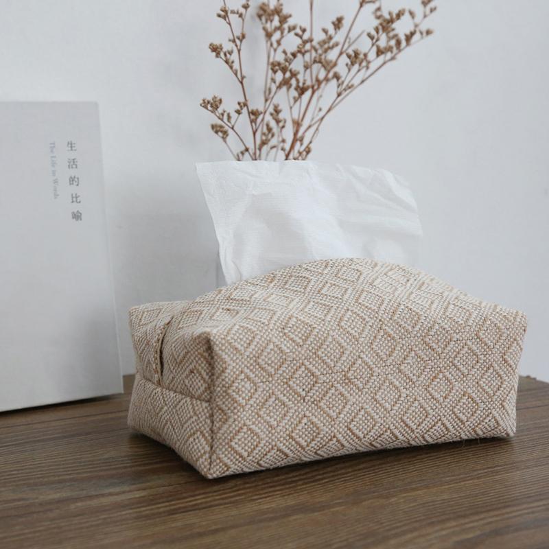 Nordic Cotton Linen Cloth Art Tissue Box Holder Car Holder For Sale Table Salt Holder Home Decor For Handkerplatk Box Gift